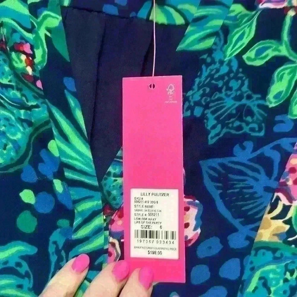 NWT Lilly Pulitzer Sz 6 Gabriel Dress Sz 6 LOW TIDE NAVY LIFE OF PARTY Item#Y - Picture 9 of 13